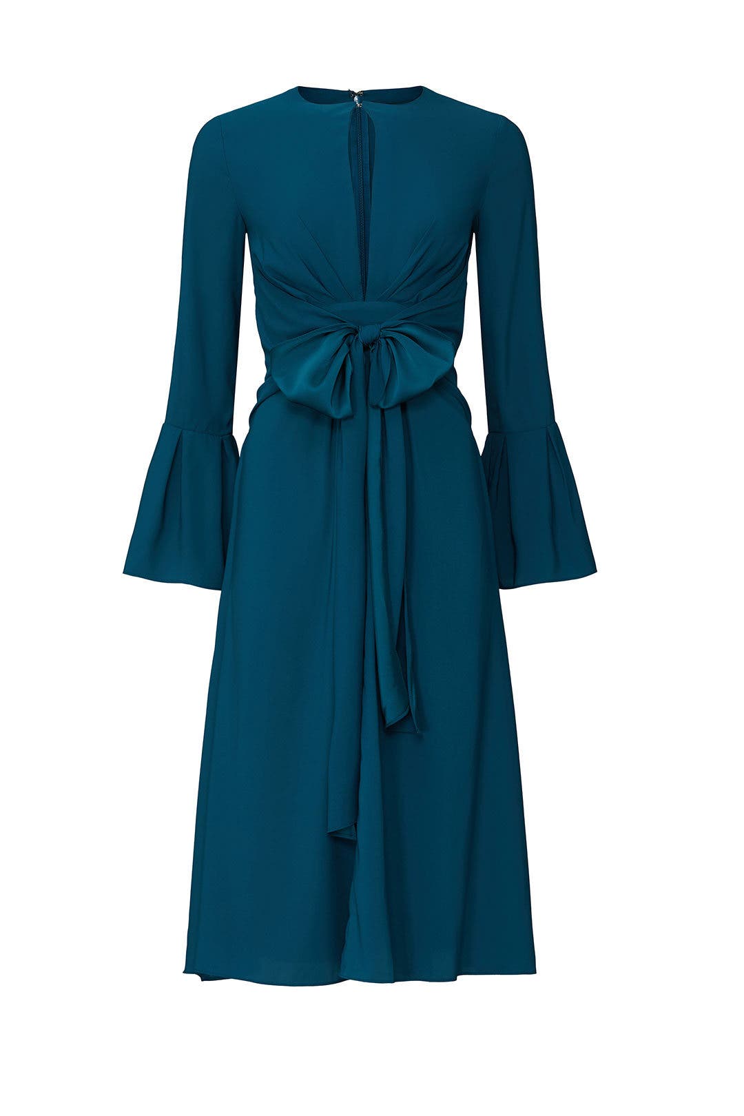 Teal Tie Waist Keyhole Dress by Tome for $135 | Rent the Runway