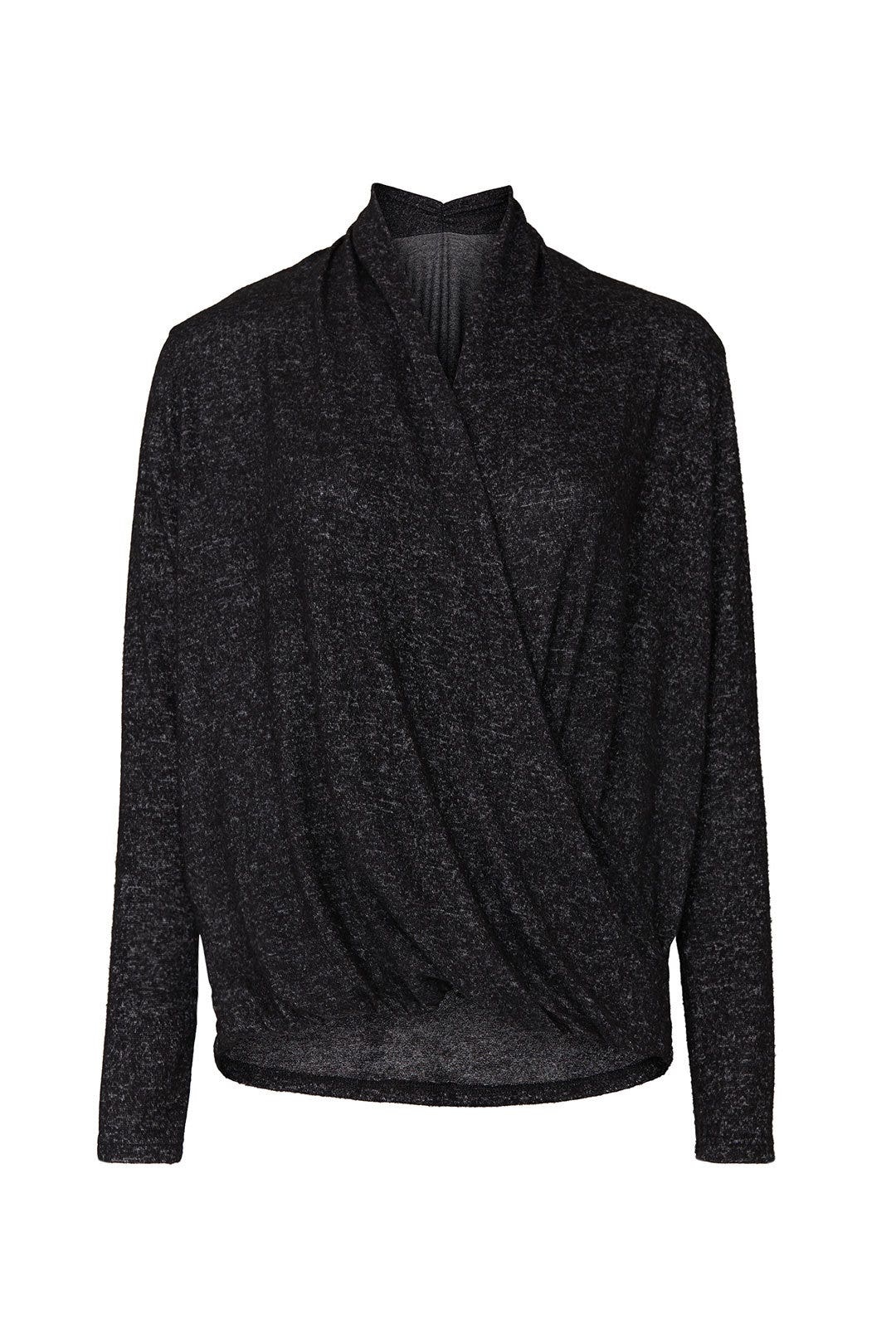 Black Knit Crossover Top by Slate & Willow