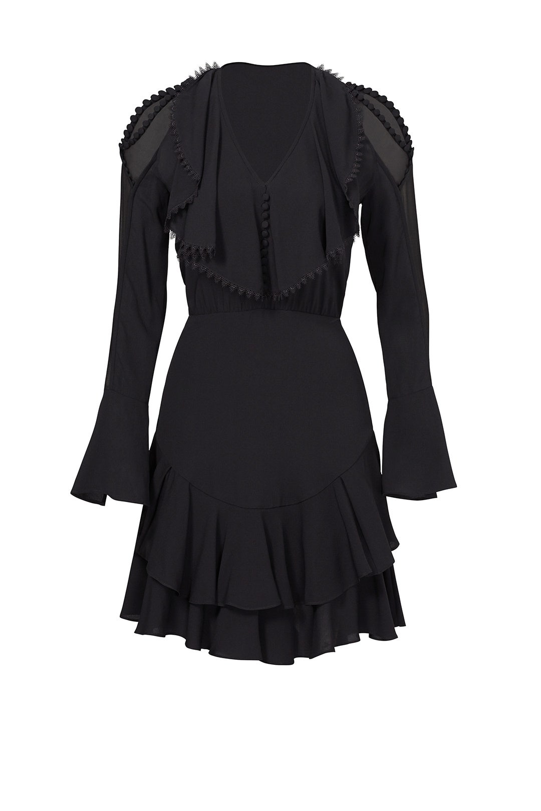 Black Plume Ruffle Dress by Yigal Azrouël