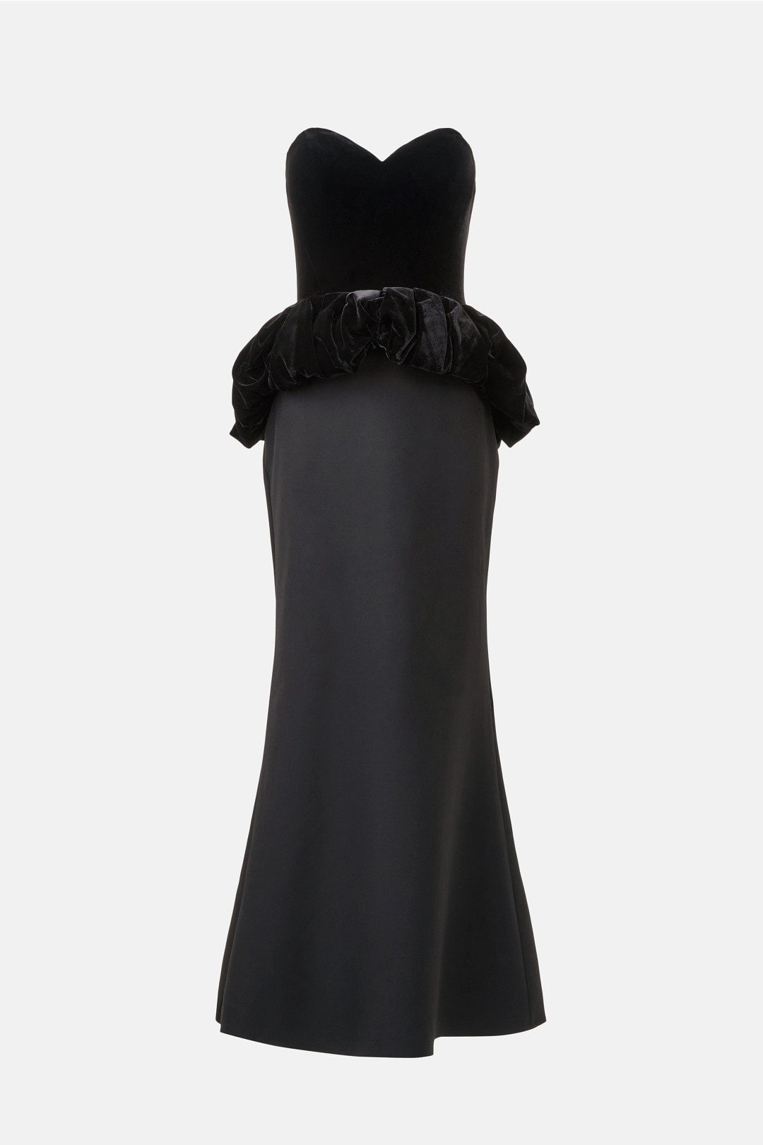Crepe And Velvet Strapless Fitted Peplum Top Gown by Ieena for Mac Duggal 4