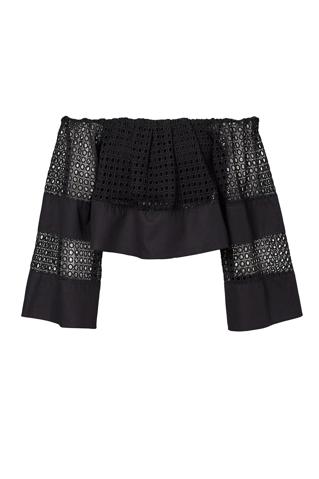 Black Off Shoulder Lace Top by KENDALL + KYLIE