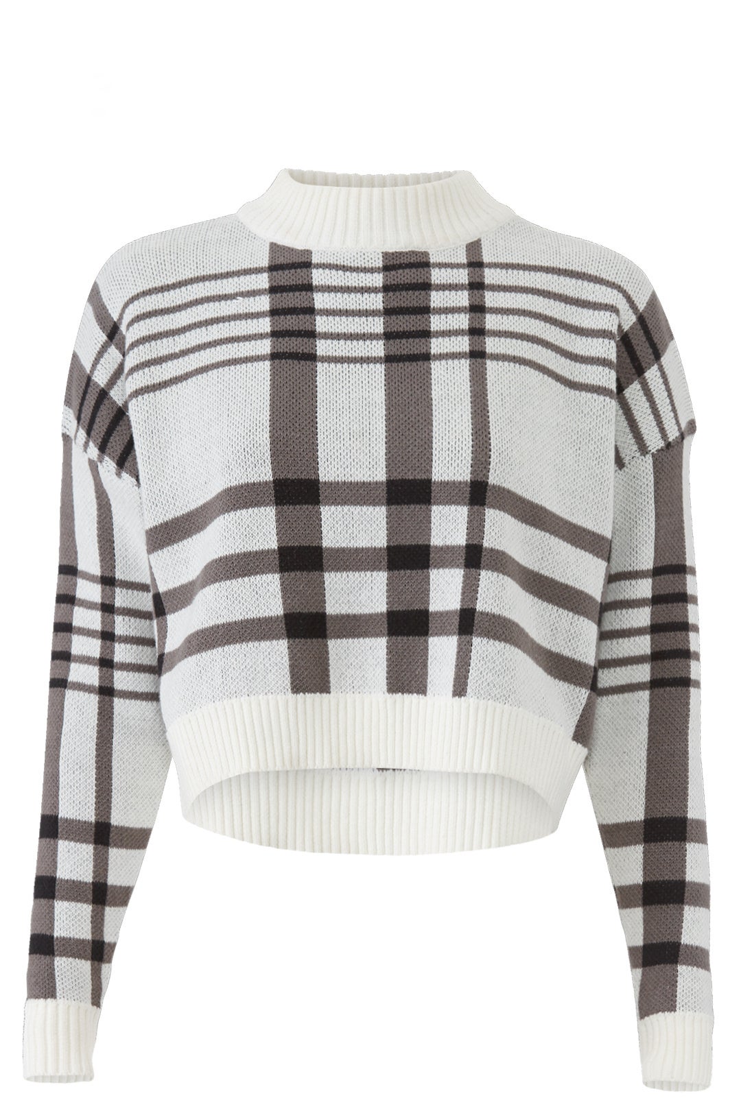 Anna Crop Check Sweater by MINKPINK