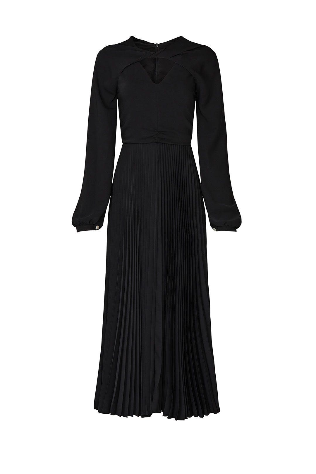 Black Long Sleeves Pleated Dress by Patou 4