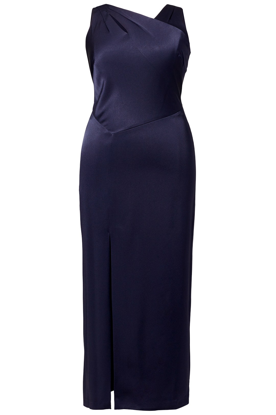 Navy Side Slit Cut Out Gown by Kay Unger