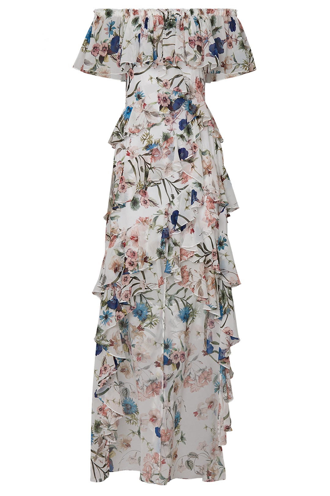 White Floral High Low Maxi by Badgley Mischka 3