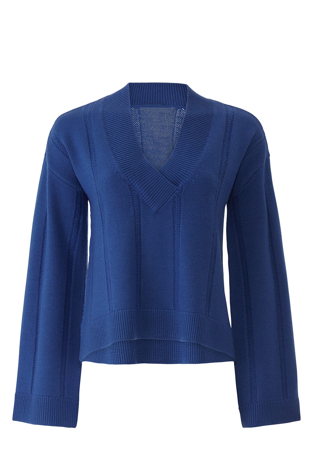 Military Blue V-Neck Pullover by Derek Lam 10 Crosby