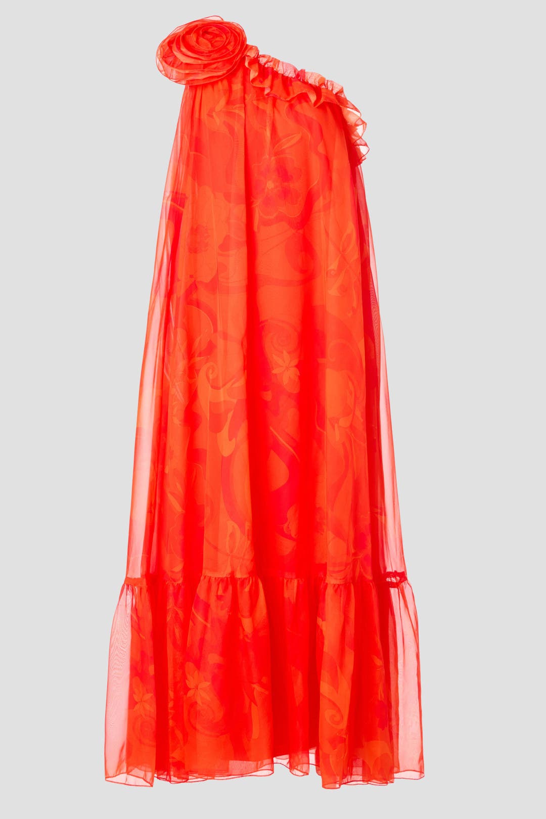 MAC DUGGAL エンベリッシュ ハイネック 繊細 ロングドレス ROSE NWT MAC DUGGAL [ 10 ] 8058 High Neck Micro Ruffle Tiered