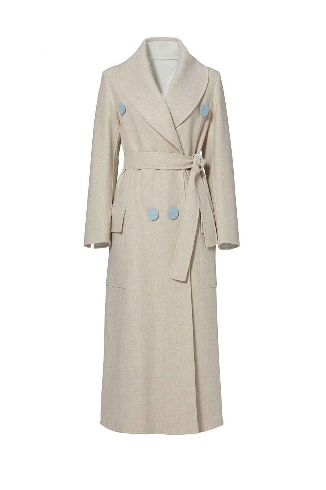 Beige Shawl Collar Coat by DEREK LAM
