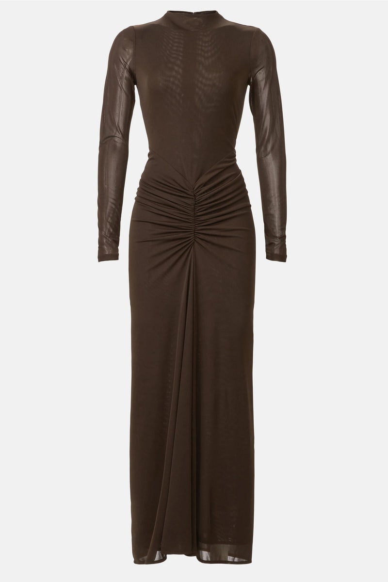 knee length long sleeve dress Fashion Pink Sheath Jewel Lace Knee Length Long Sleeve Bridesmaid Dresses,  MB189 main image 0