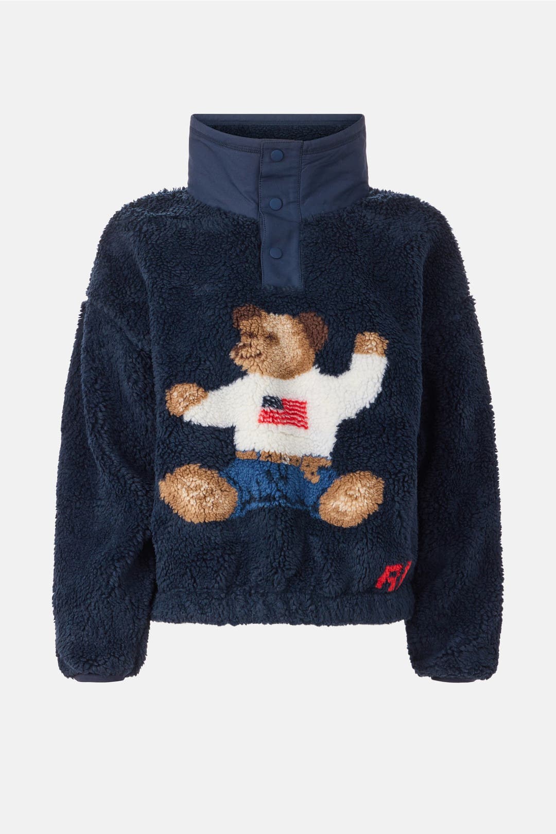 Pile Fleece Knit Long Sleeve Mock Neck Pullover by Polo Ralph