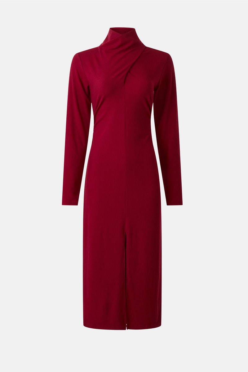 chinese dress ladies Bardot Midi A-Line Dress in Pomegranate Red