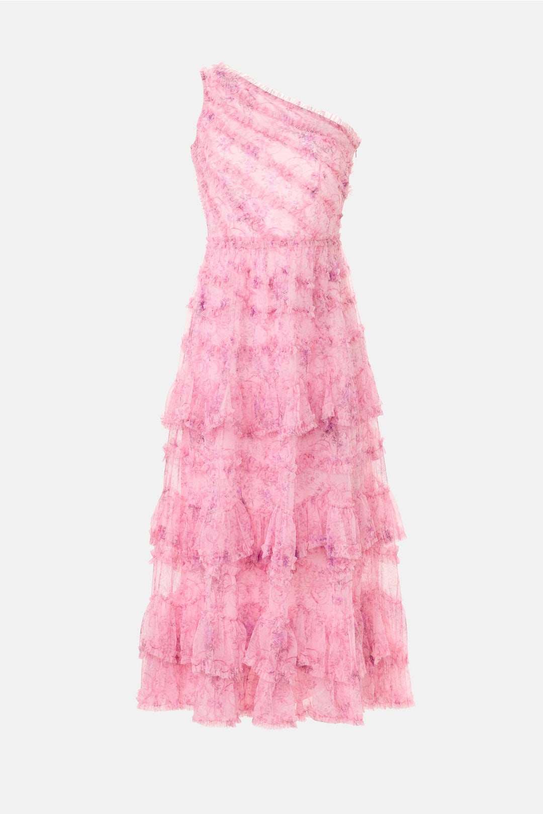 One Shoulder Ruffle Midi Dress by Ieena for Mac Duggal