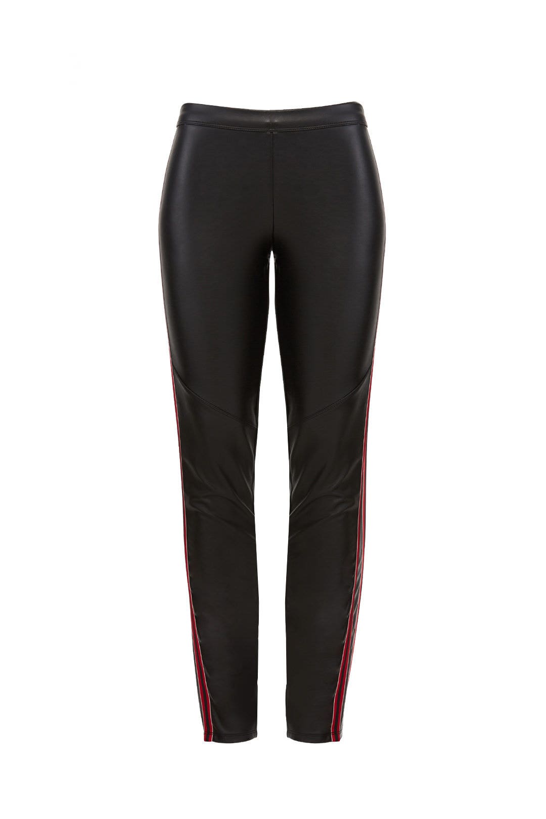Faux Leather Side Stripe Leggings by Josie Natori