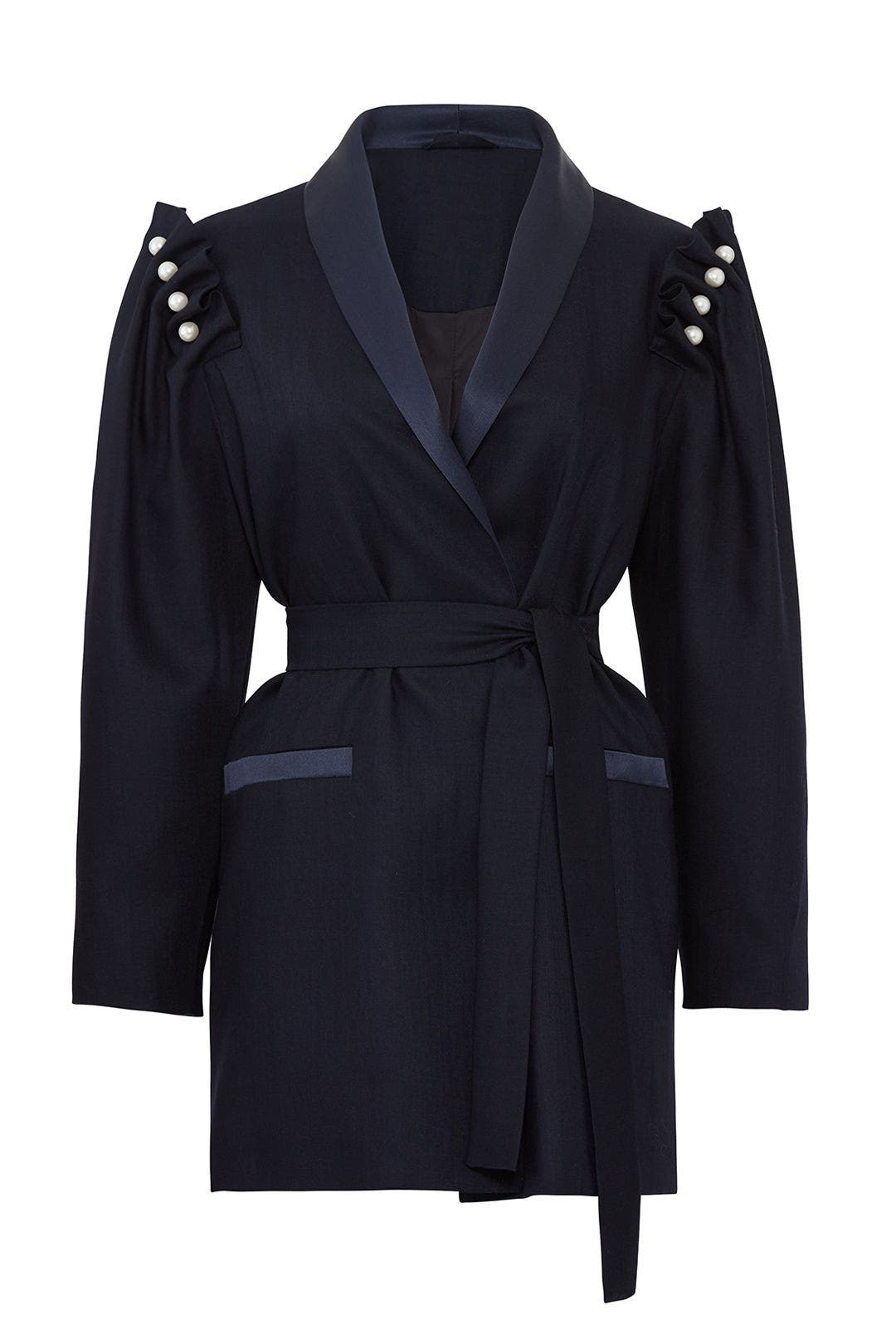 Pearl Trim Smoking Jacket by Mother of Pearl 3