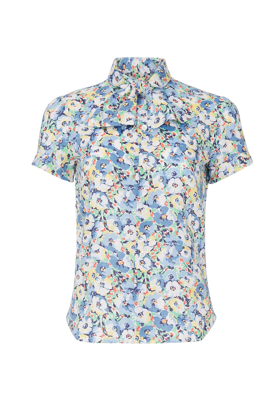 Blue Floral Tie Neck Top by Polo Ralph Lauren for $30 | Rent the Runway