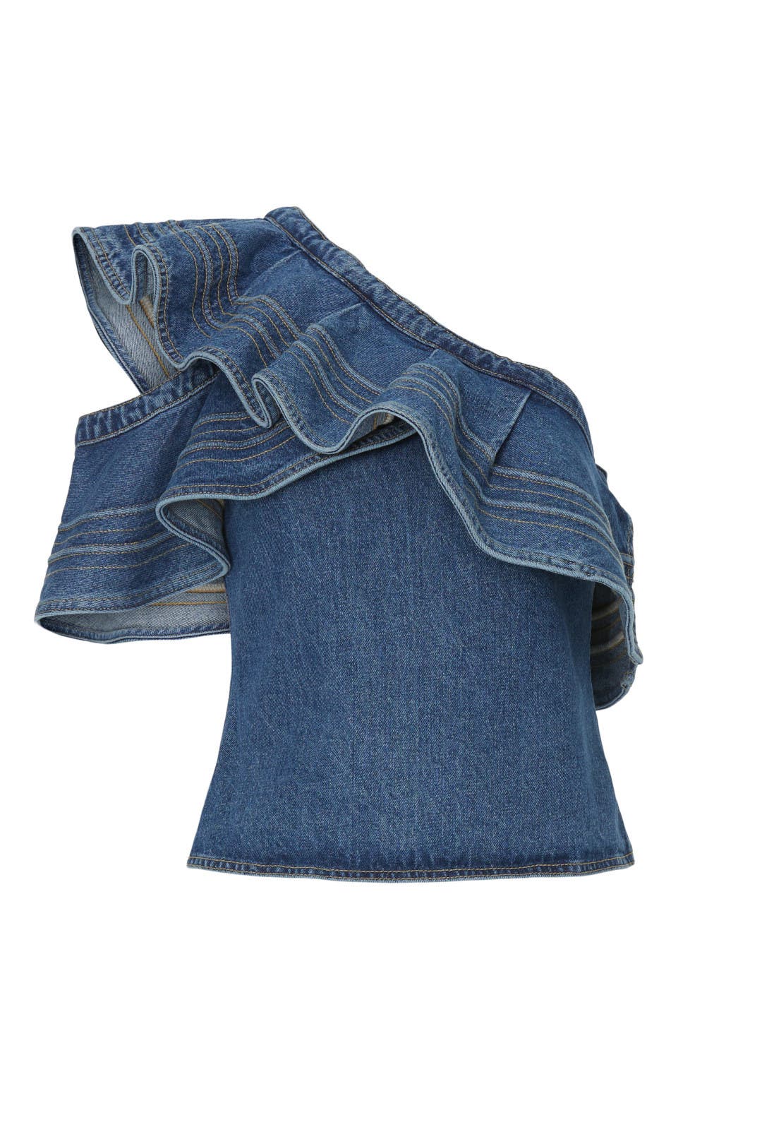 トップス M me eme Ruffle off shoulder denim tops M me eme Ruffle off shoulder denim tops