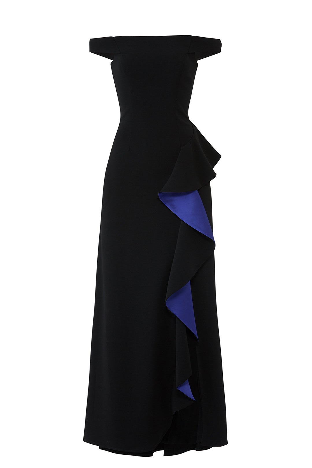 Cobalt Contrast Ruffle Gown by Slate & Willow 3