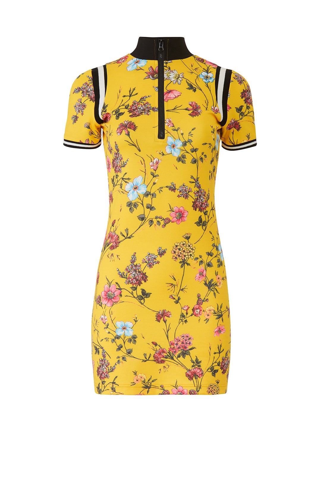Yellow Floral Short Sleeve Sheath by Pam & Gela 3