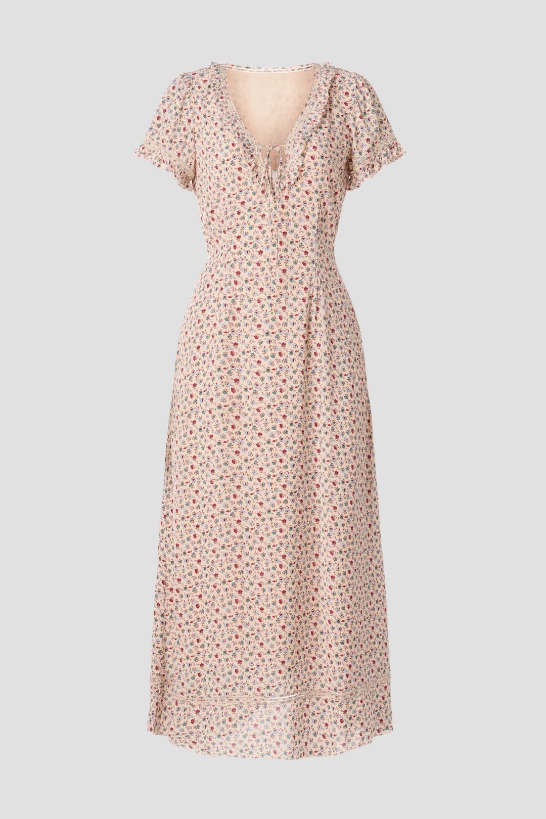 RALPH LAUREN Ruffle PEACH MIDI DRESS ワンピース Ruffle-Trim Floral Dress by Polo Ralph Lauren | Rent the Runway