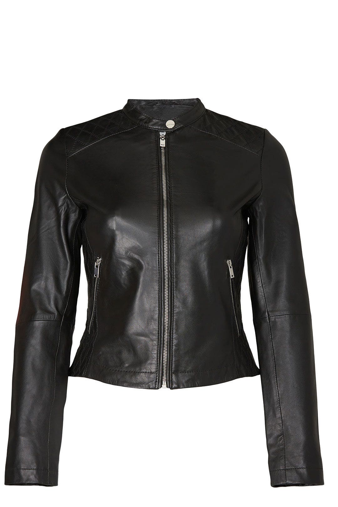 Quilted Panel Leather Jacket by Slate & Willow 4