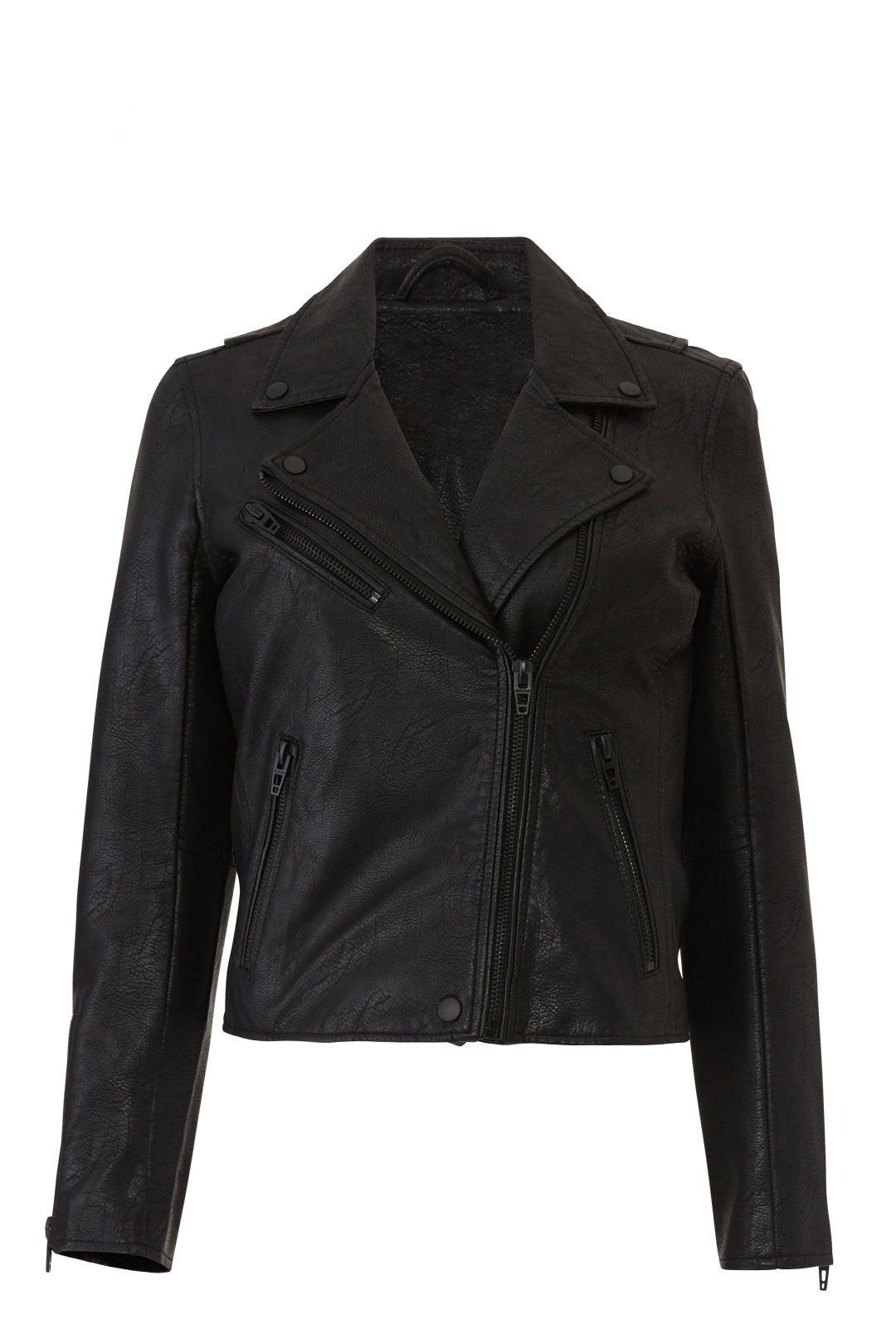 Black Faux Leather Moto Jacket by BLANKNYC 3