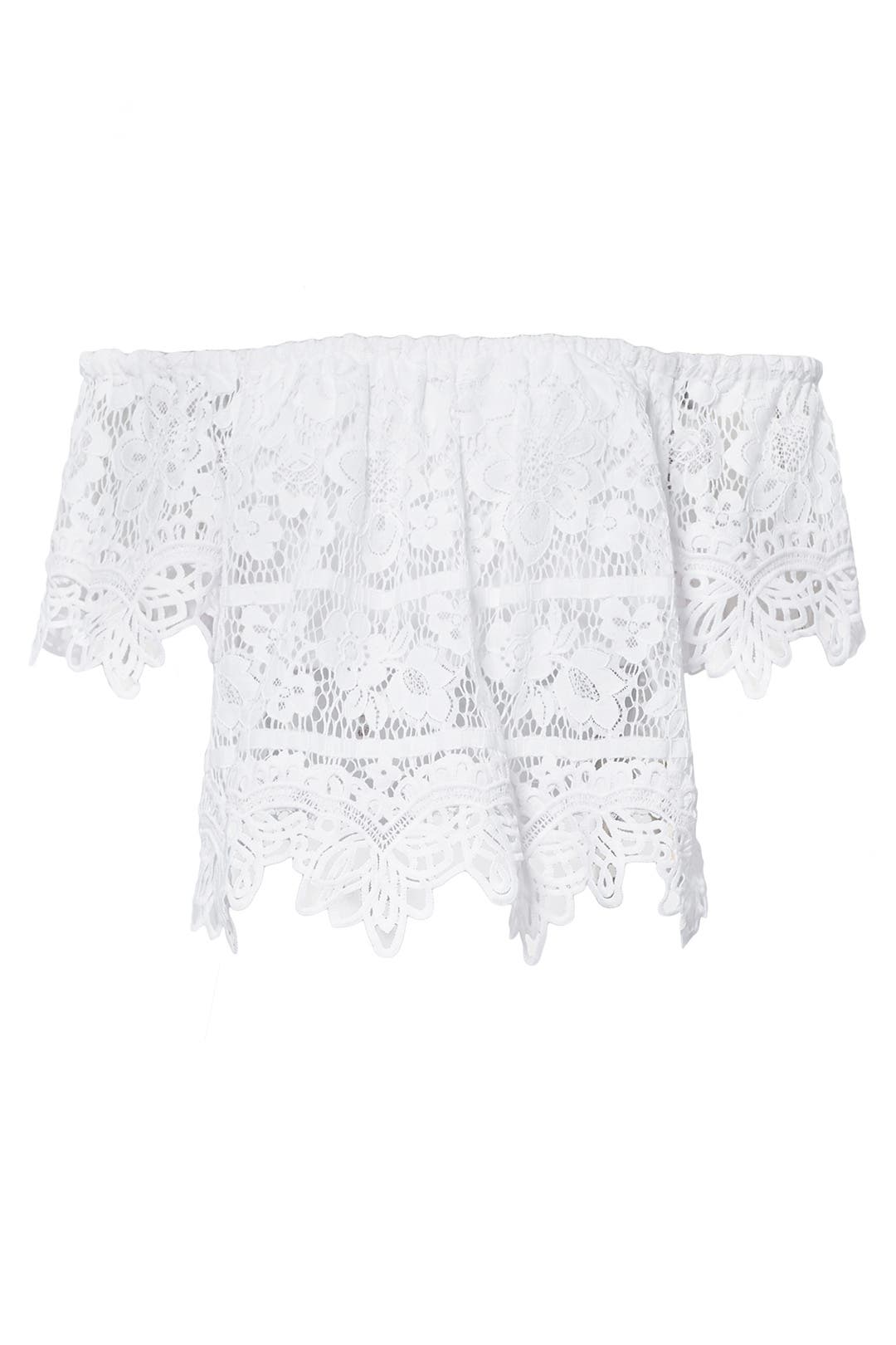 White Lace Off Shoulder Top by Free People for $16 | Rent the Runway