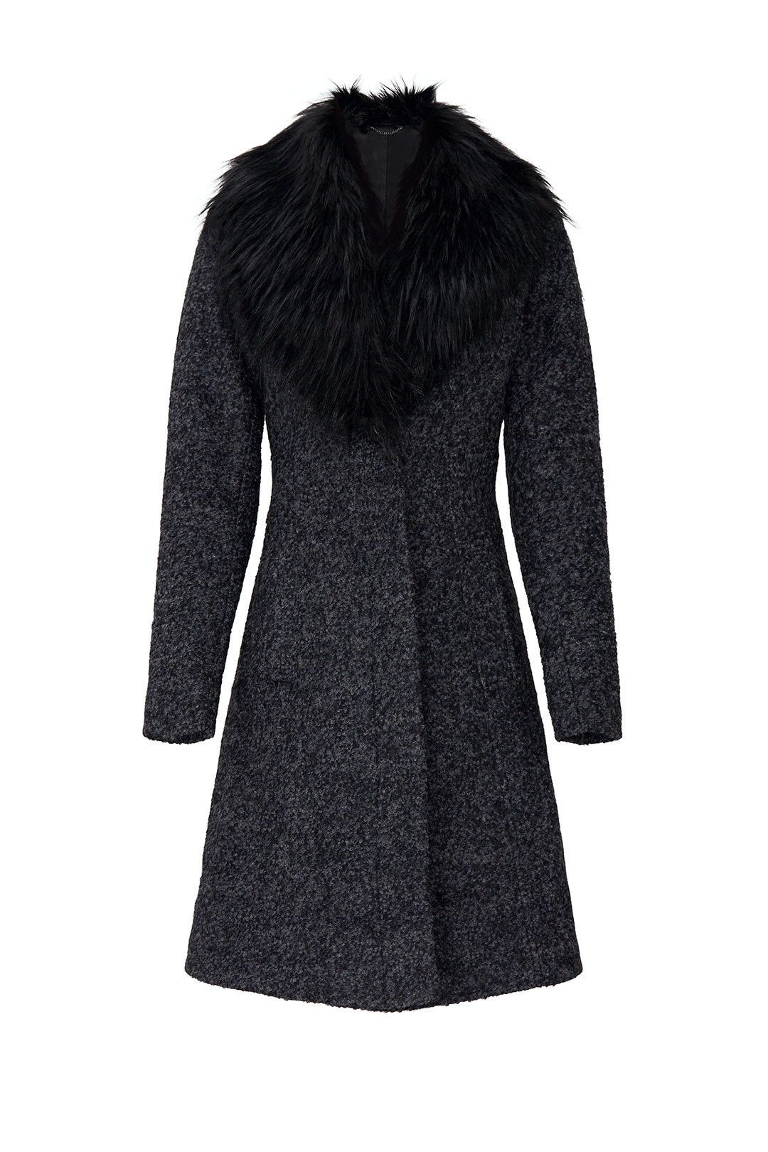 Charcoal Flat Boucle Coat by NVLT