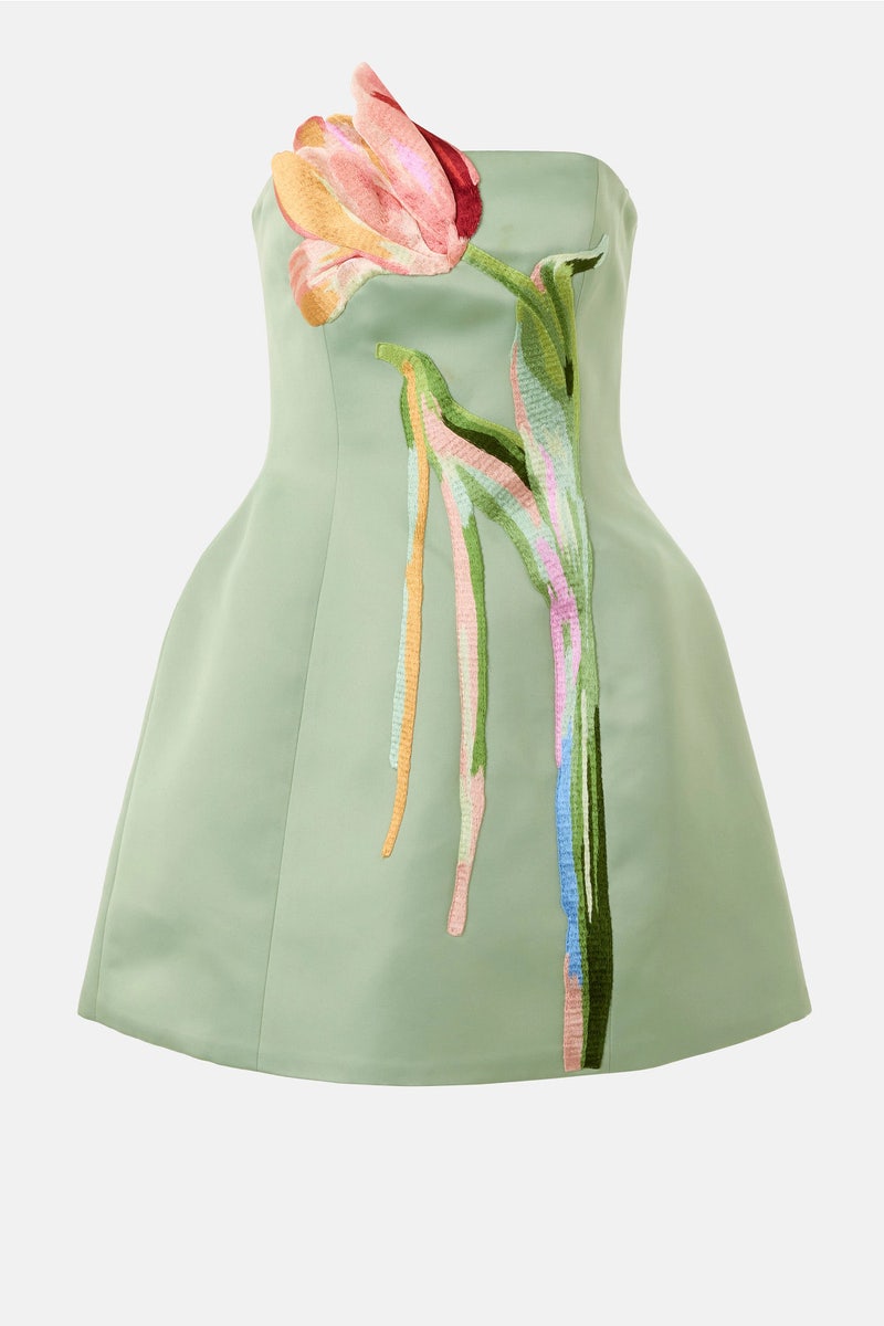 knee length dresses for ladies Floral Printed Mikado Midi Dress