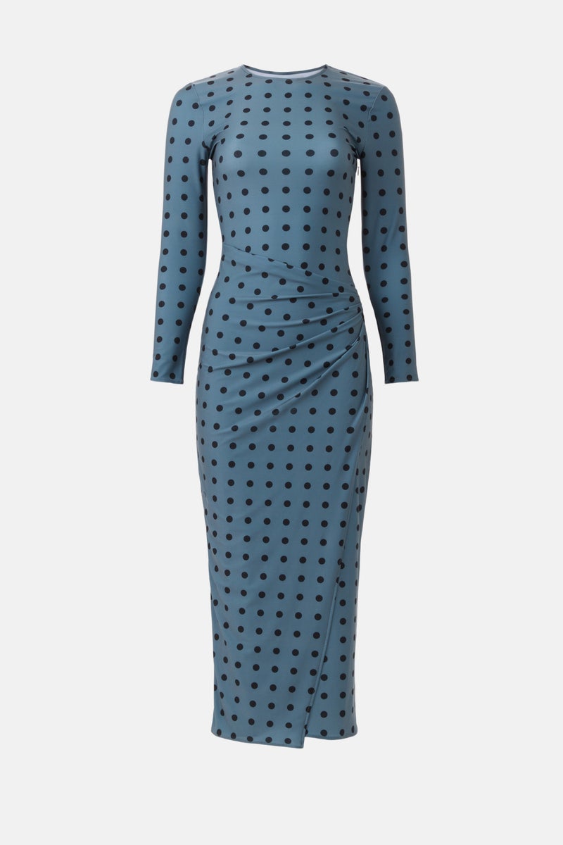 Polka Dot Draped Pencil Dress by ARIAS NEW YORK - Photo 4