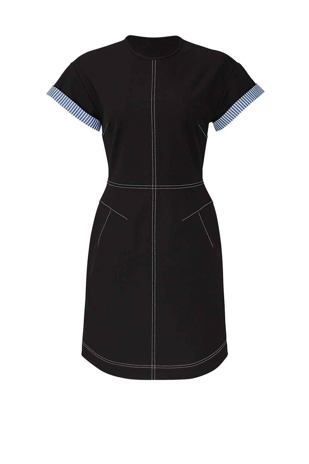 Black Short Sleeve Crew Neck Dress by Derek Lam 10 Crosby