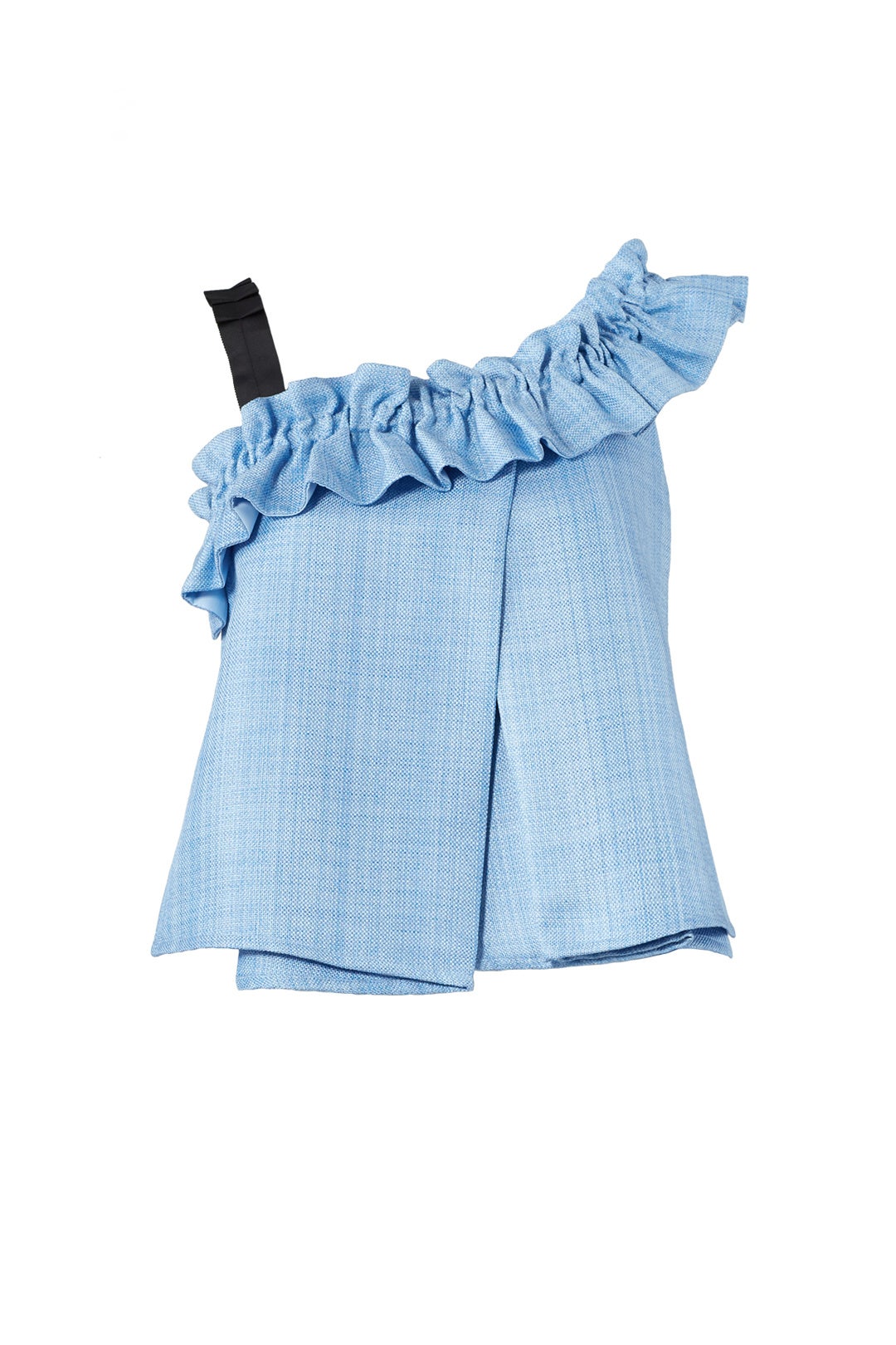 Blue Tao Cropped Ruffle Top by Slate & Willow