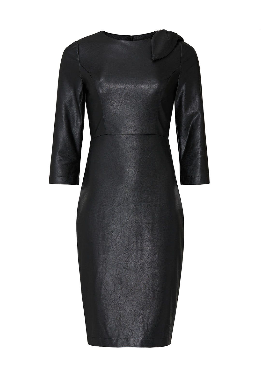Black Faux Leather Sheath by Badgley Mischka | Rent the Runway