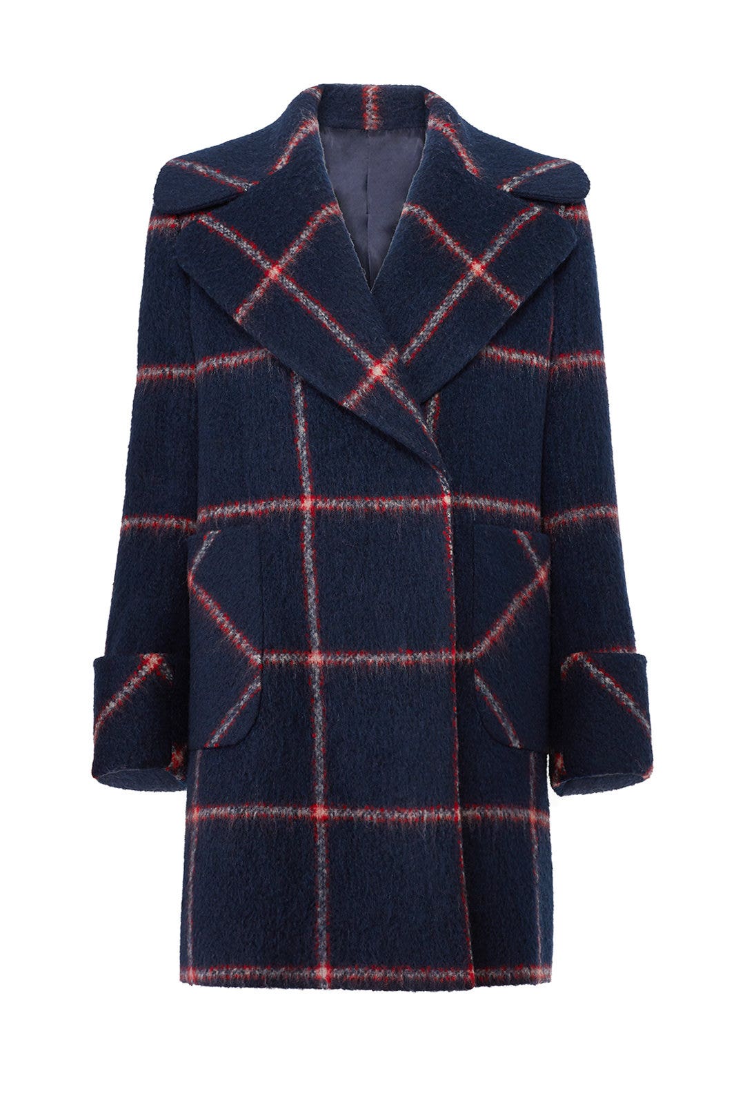 Navy Plaid Coat by KENDALL + KYLIE