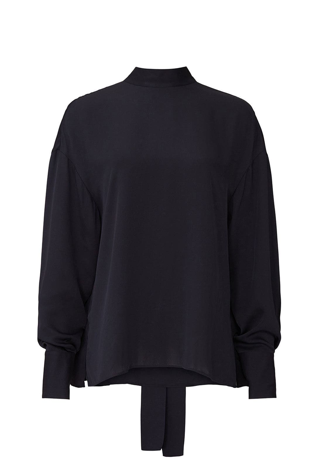 Navy Mock Neck Blouse by Jason Wu