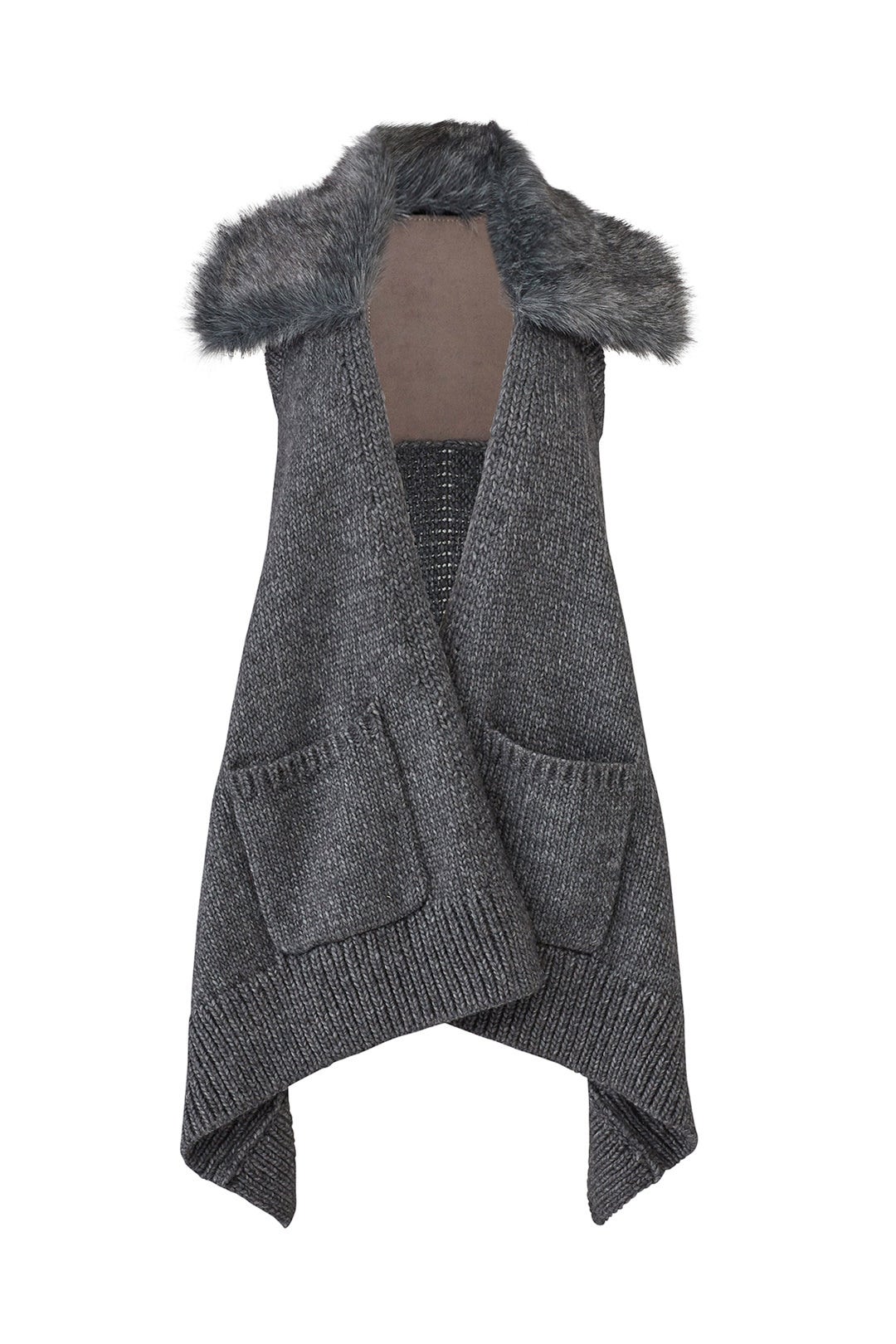 Carbon Faux Fur Vest by KAUFMANFRANCO