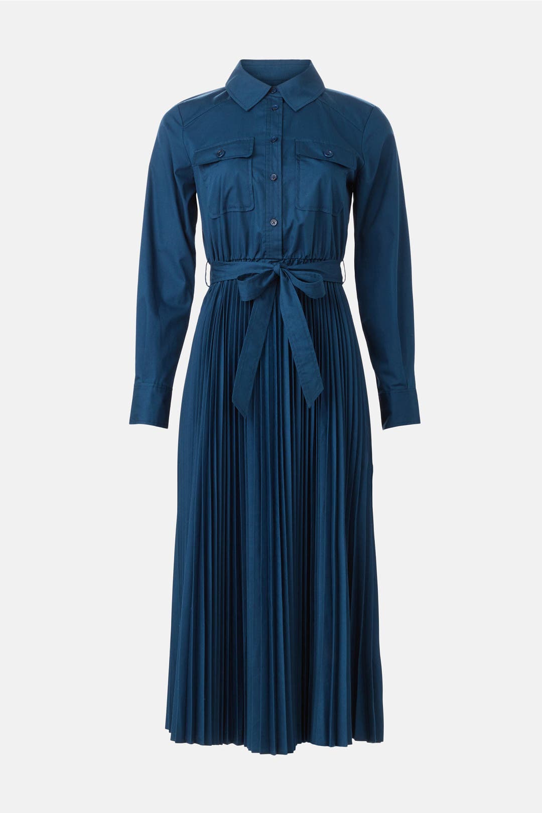 Blue Pleated Midi Shirt Dress by Derek Lam 10 Crosby x RTR | Rent