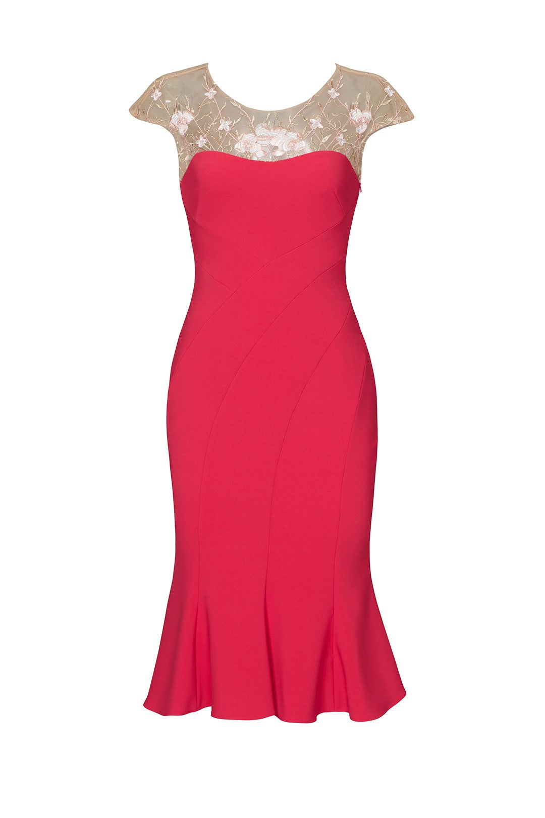 Pink Embroidered Flutter Dress by Marchesa Notte