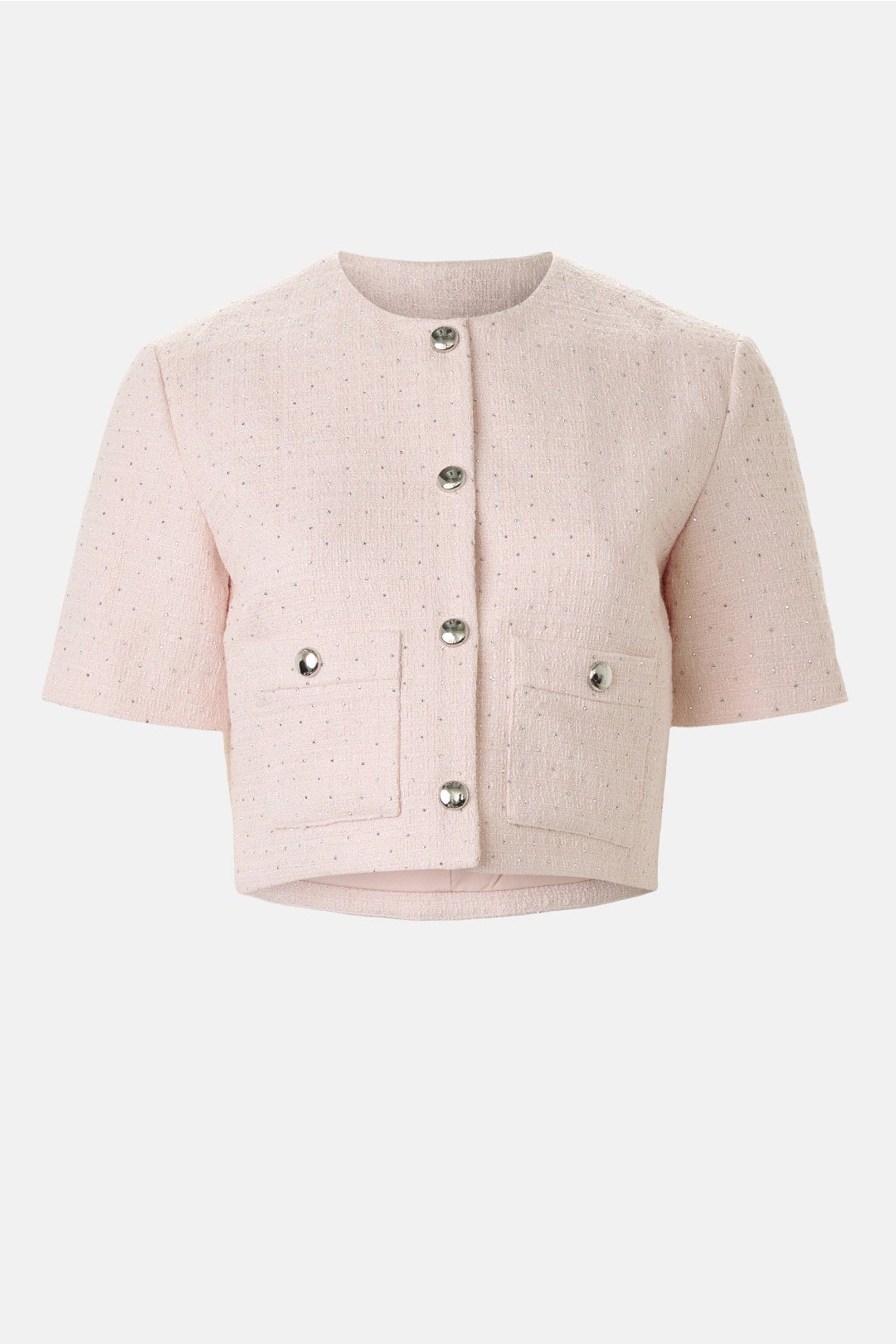 Short Sleeve Collarless Jacket by Maje
