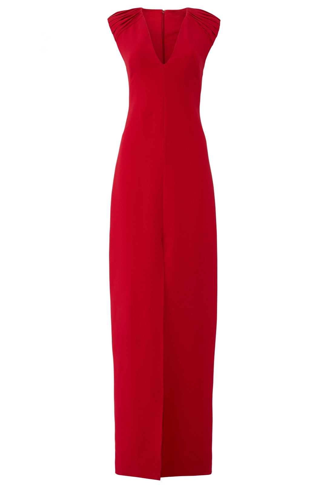 Red Front Slit Gown by HALSTON 3