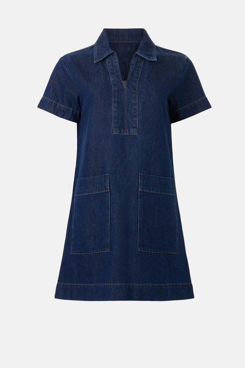 Denim V-Neck Dress by 7 For All Mankind | Rent the Runway