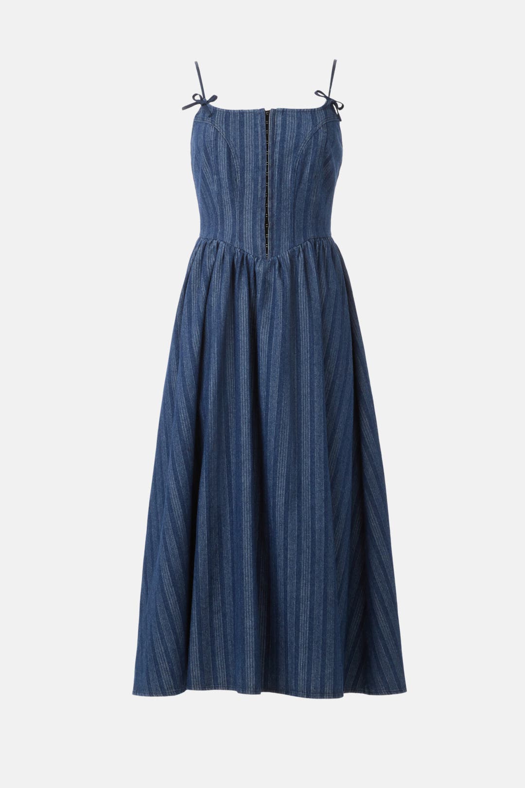 【misty blue】Riviera Double Bow Dress Cobalt Blue Bow One-shoulder Full A-line Floral Metallic