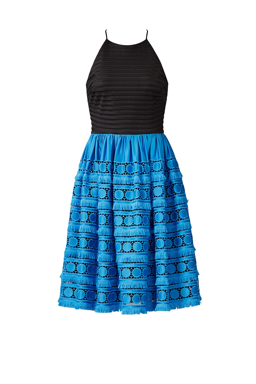 Blue Colorblock Eyelet Dress by Badgley Mischka 3