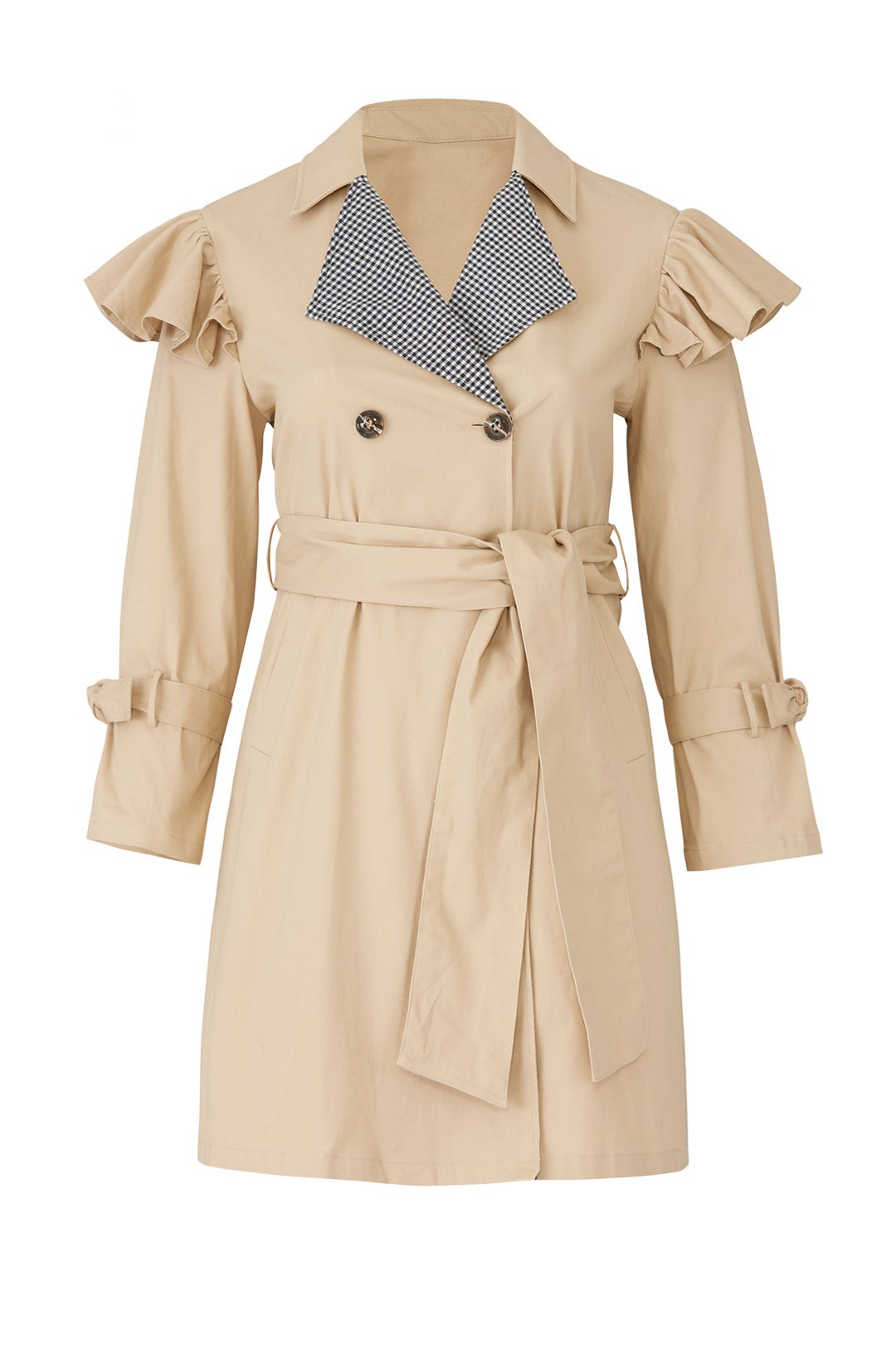 Gingham Collared Trench Coat by LOST INK 3