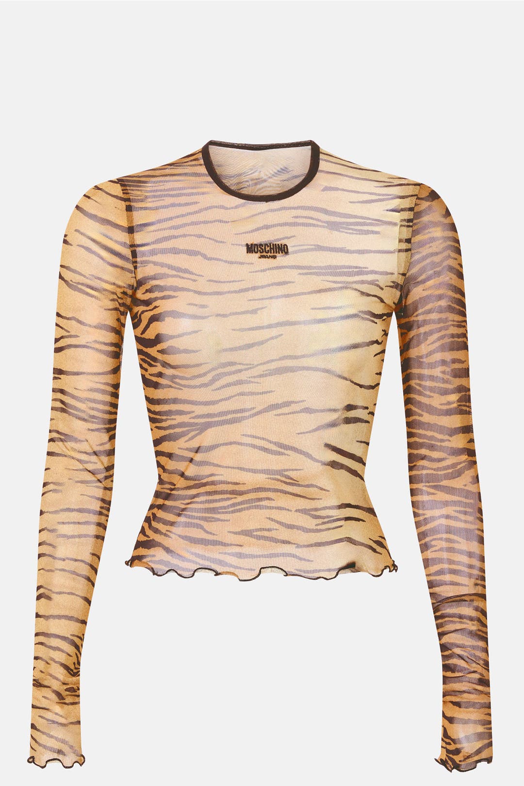 Tiger Print Mesh Long Sleeve Top by Moschino Jeans | Rent the Runway