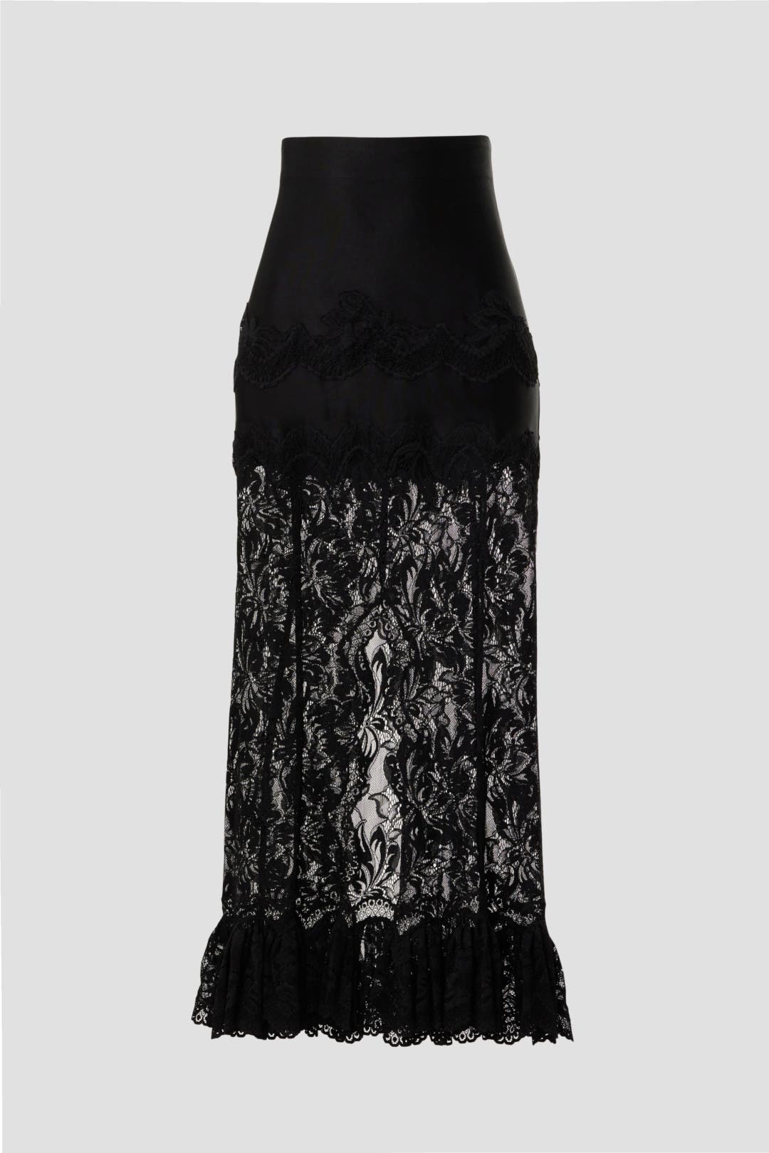 スカート Rabanne Jupe Fitted Black Lace Overlay Skirt Black Lace Midi Skirt by Rabanne | Rent the Runway