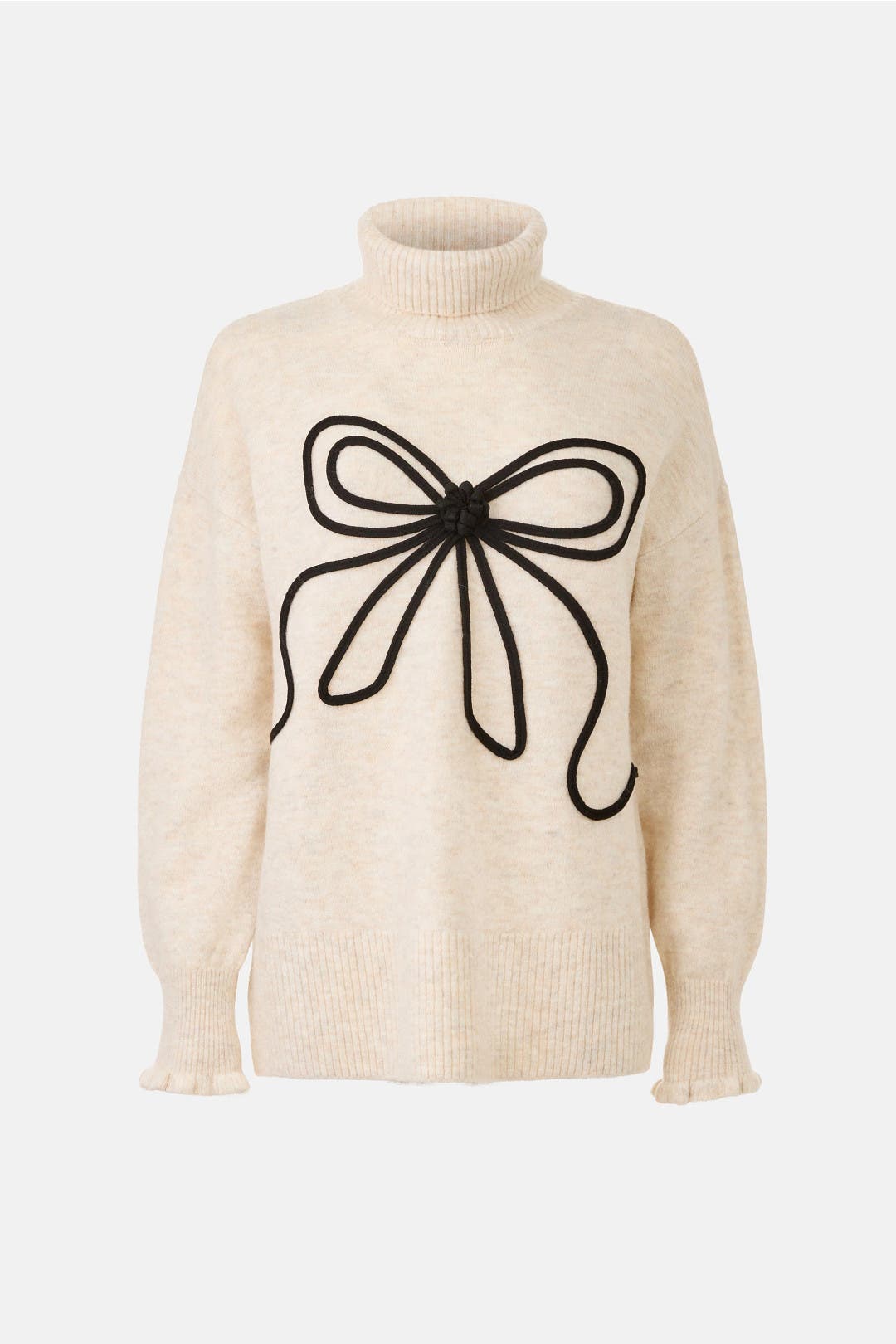 Embroidered Ribbon Turtleneck Sweater by CeCe | Rent the Runway