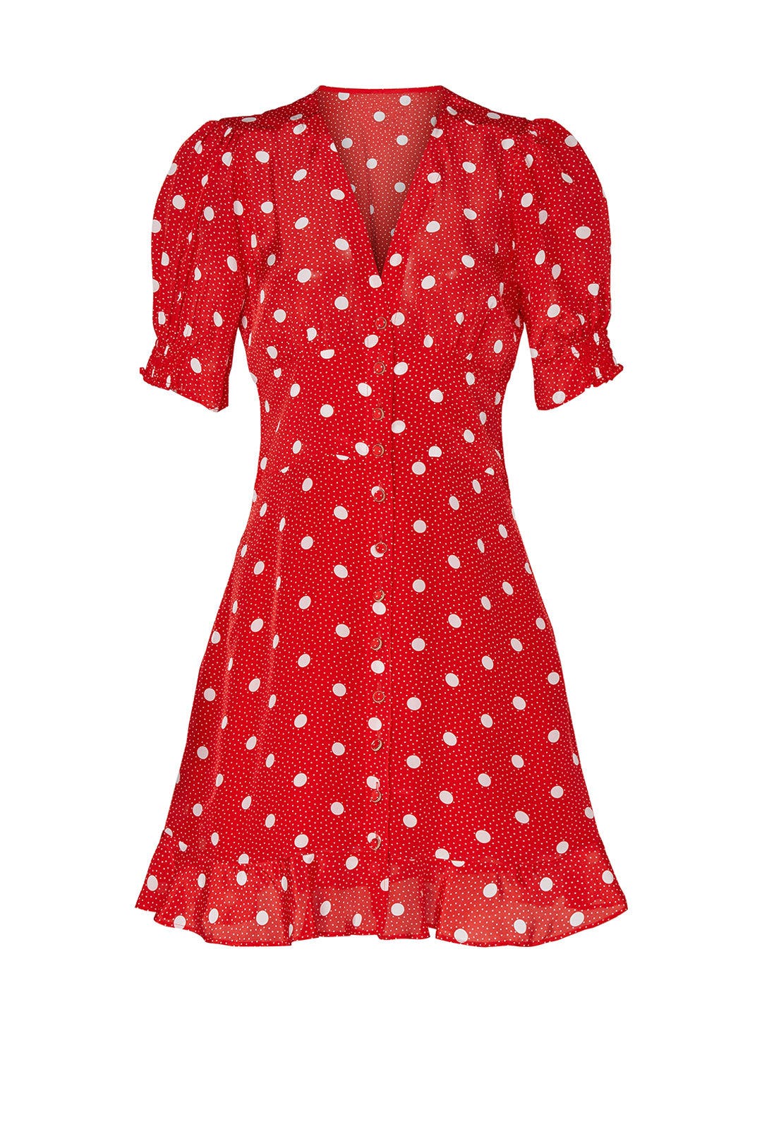 Red Short Printed Smocked Dress by The Kooples