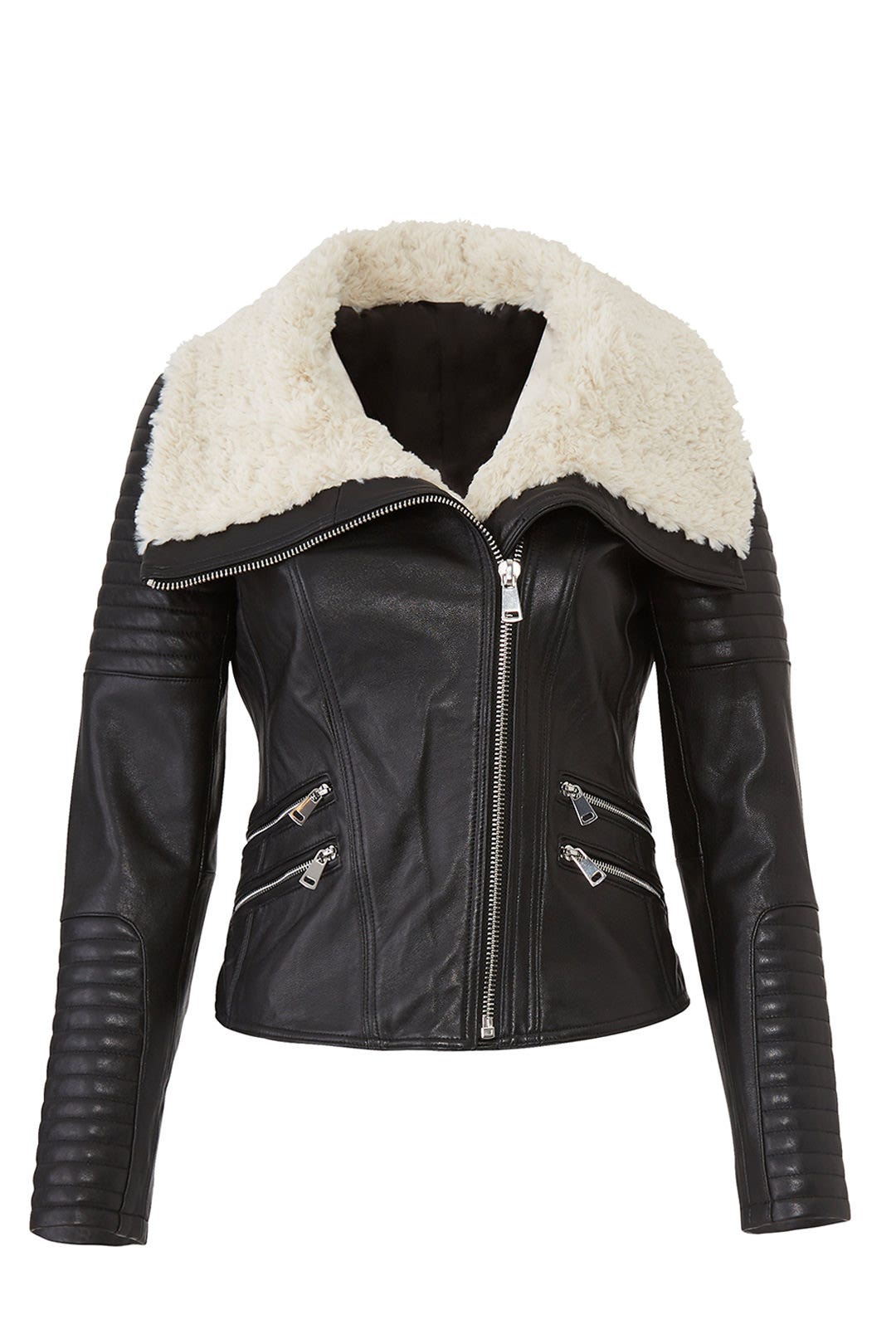 Faux Fur Collar Leather Jacket by Slate & Willow 3