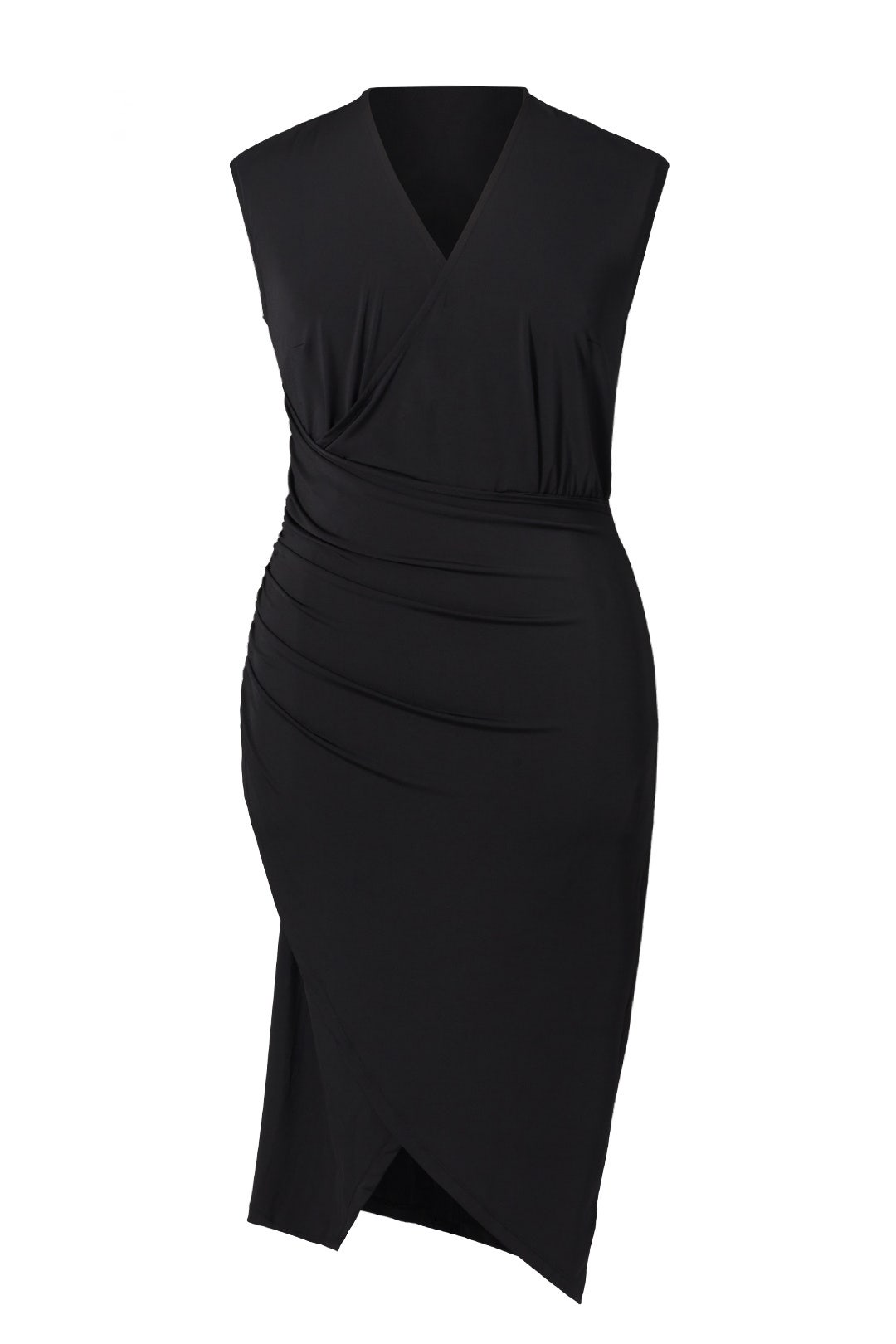 Black Ruched Wrap Dress by ELOQUII 3