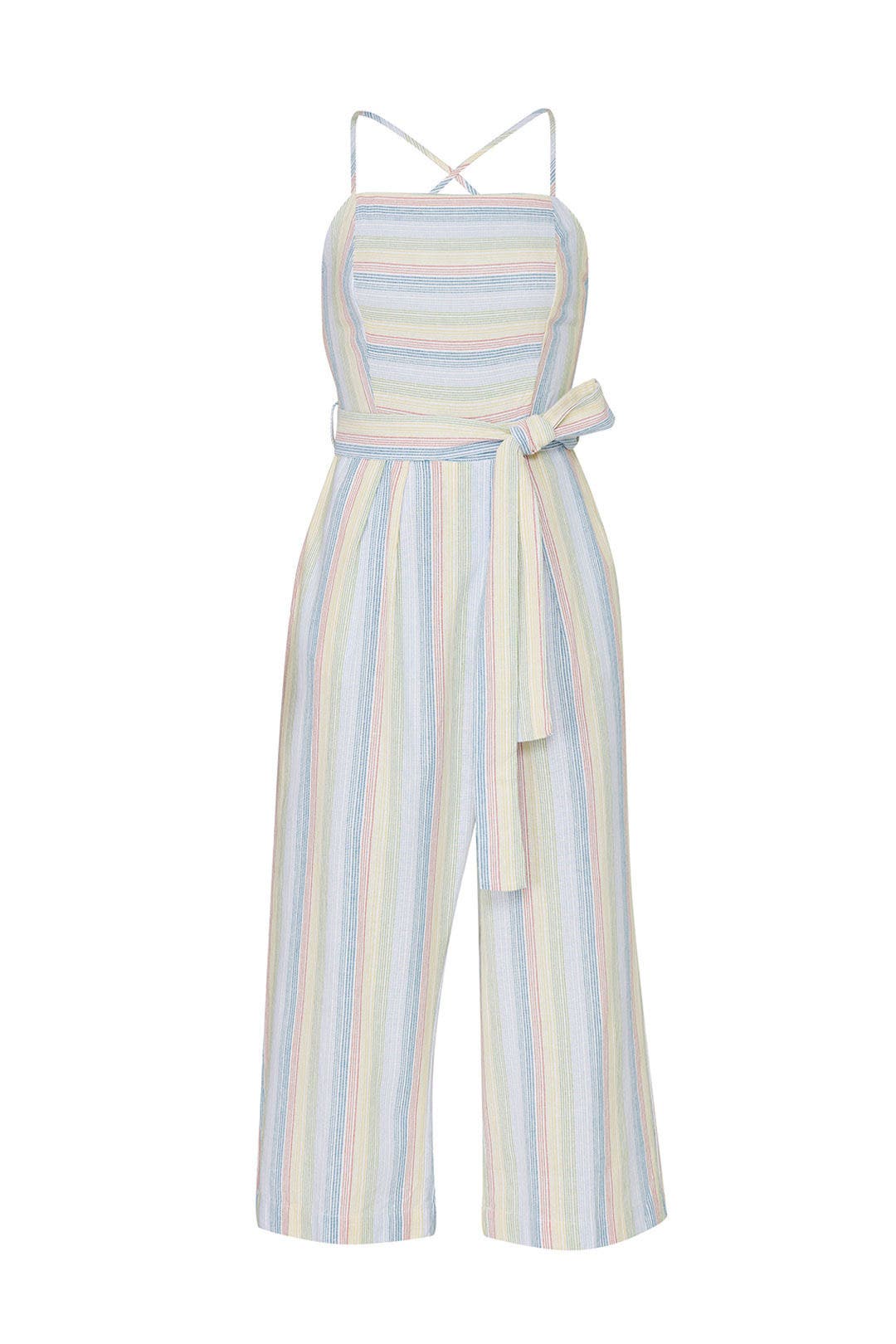 Rainbow Striped Lace-Up Jumpsuit by Moon River 4